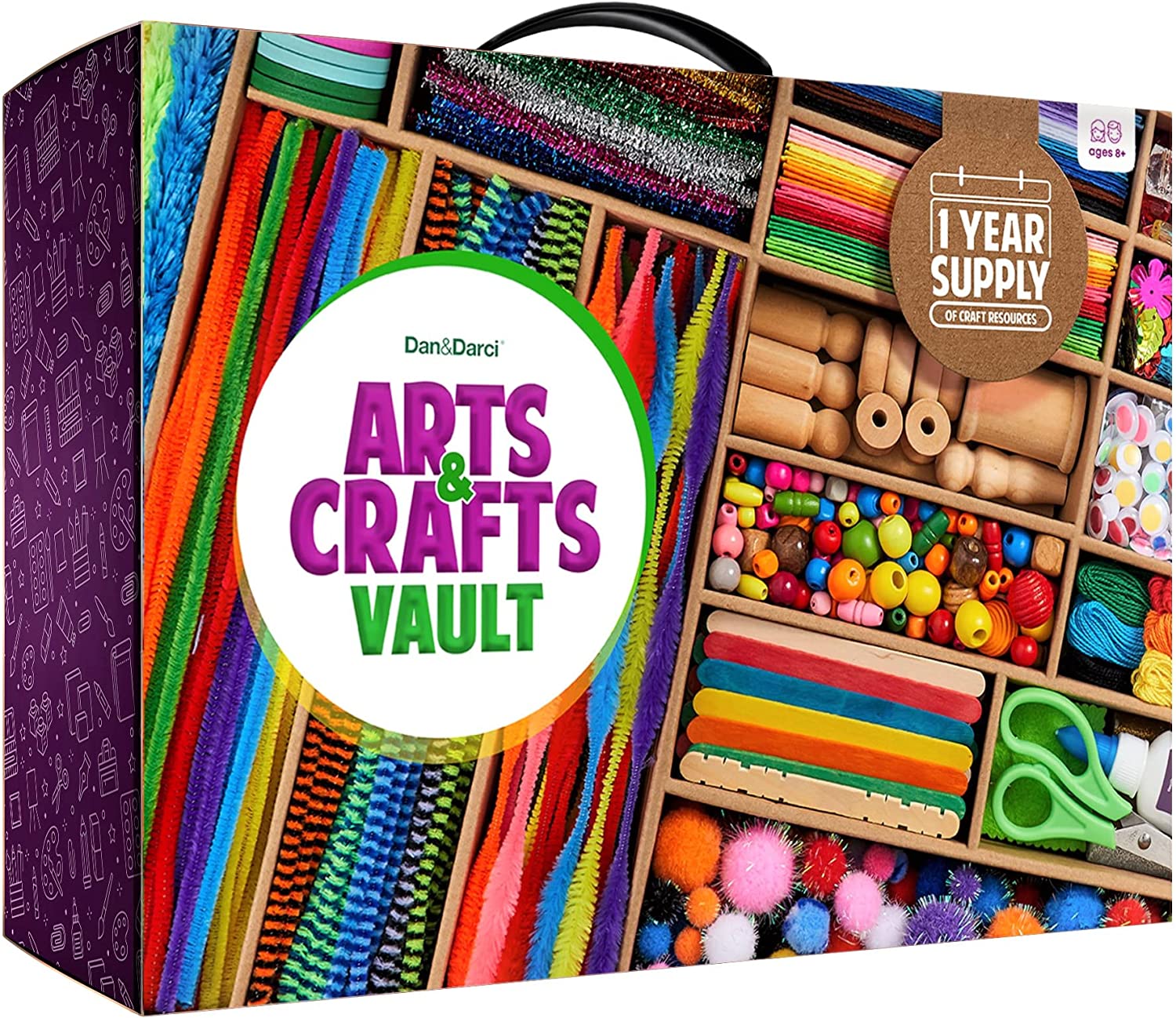 Arts and Crafts Vault 1000 Plus Piece Craft Kit Library in a Box for Kids Ages 4 5 6 7 8 9 10 11 & 12 Year Old Girls & Boys