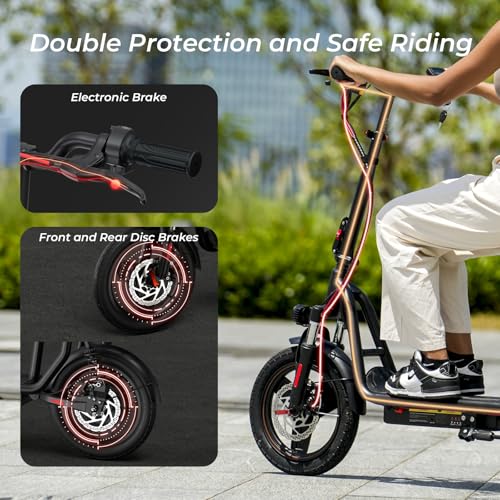 iScooter Electric Scooter with Seat, 37/21 Miles Long Range & 28/19/15.6 MPH Top Speed, 14"/12"/10" Pneumatic Tire