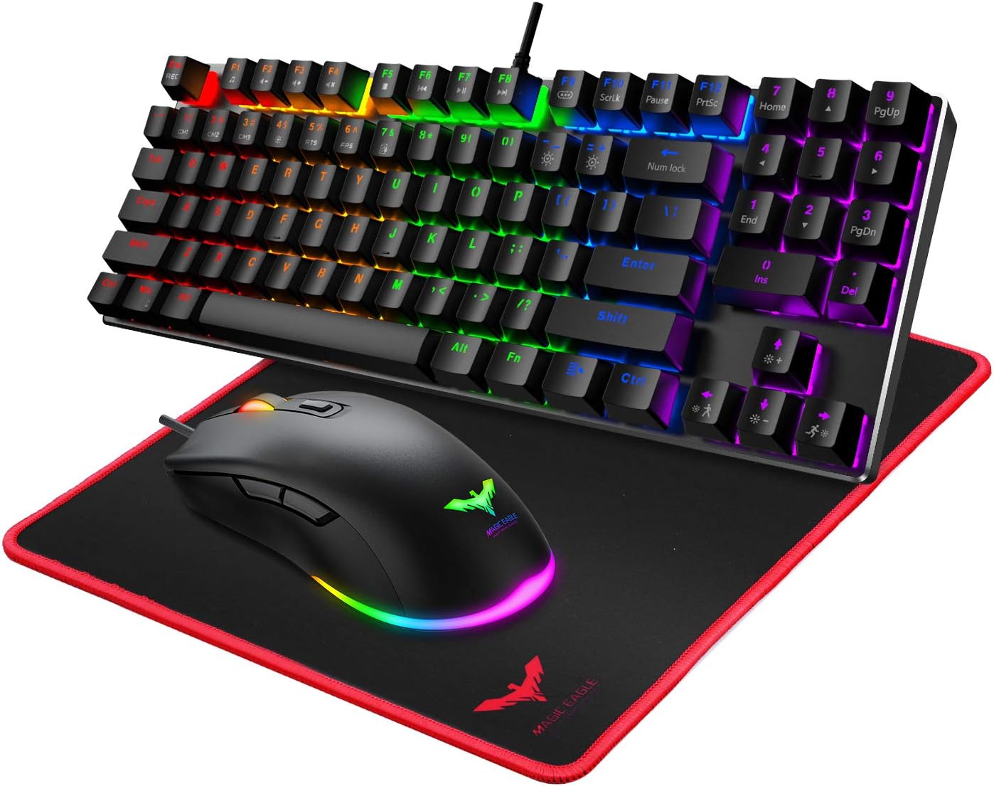 Havit Mechanical Keyboard and Mouse Combo Wired 89 Keys Backlit Gaming Keyboard Red Switch, 4800 D P I Mouse with 6 Button
