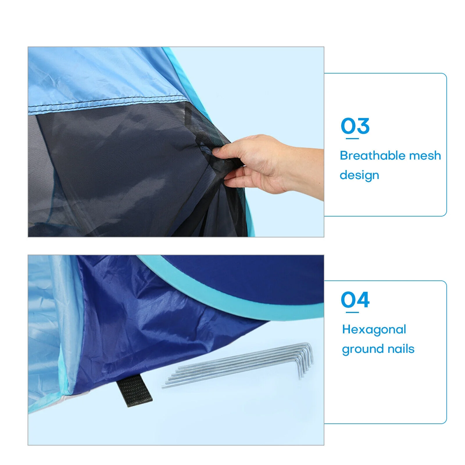 Pop Up Beach Tent Sun Shade Shelter Anti-UV Outdoor Camping Portable Blue Canopy