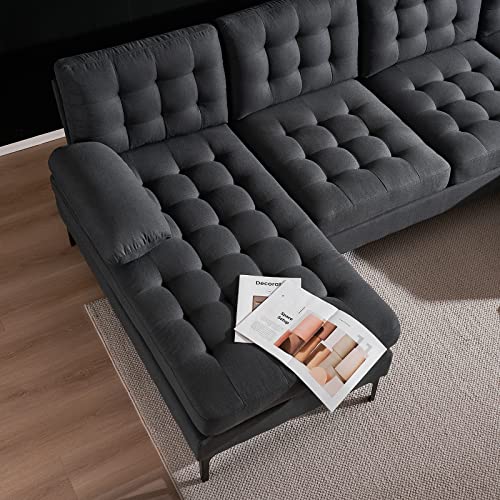Karl home Convertible Sectional Sofa 110" U-Shape Sofa Couch 4-Seat Couch with Chaise ChenilleFabric Upholstered for Living Room, Apartment, Office