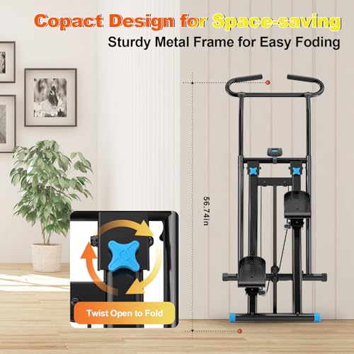 Foldable Stair Stepper Machine for Home Gym - 350LB Capacity Cardio Climber with LCD Monitor, Non-Slip Pedals & Handbar