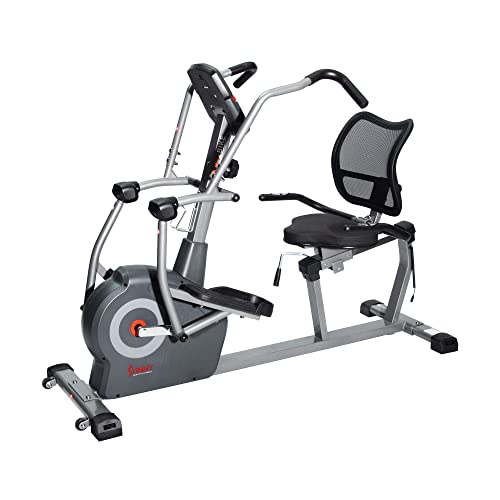 Sunny Health & Fitness Elite Recumbent Cross Trainer & Elliptical Machine with Arm Exercisers for Home Arm/Leg Training