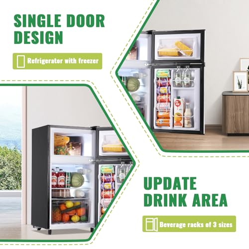WANAI Refrigerator Single Door Fridge Refrigerator with Adjustable Thermostat, Removable Shelves Refrigerator Suitable For Dorm, Office, Living room