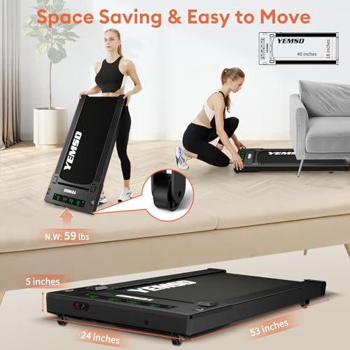 Walking Pad Treadmill, 2.5 HP Under Desk Treadmill for Home Office Walking Treadmill with LED Display,Remote Controller,330LBS Weight Capacity