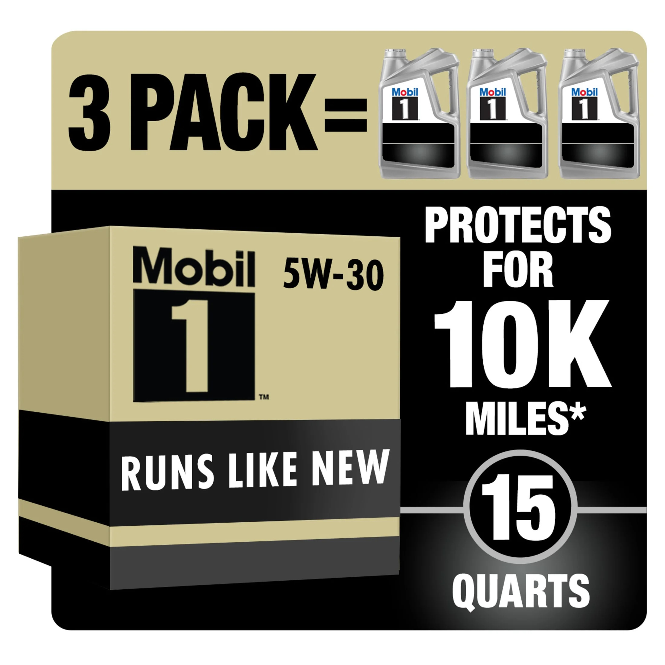 Mobil 1 Advanced Full Synthetic Motor Oil 5W-30, 5 Quart (Pack of 3)