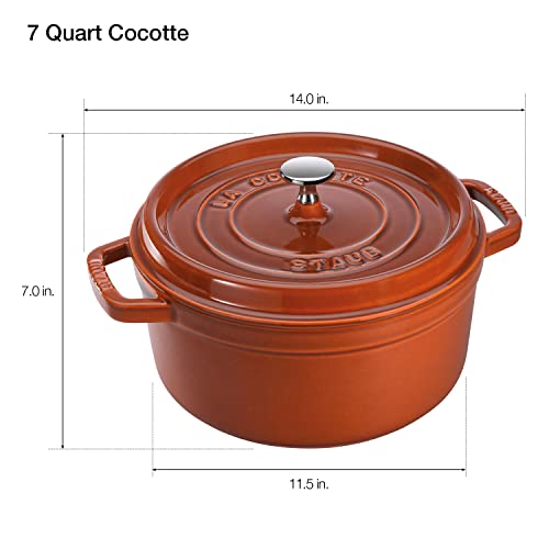 STAUB Cast Iron Dutch Oven 5.5-qt Round Cocotte, Made in France, Serves 5-6, Black Matte