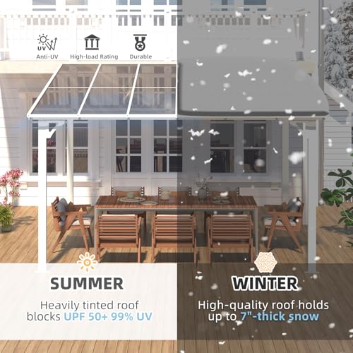 AECOJOY 10&rsquo; x 10&rsquo; Gazebo, Wall Mounted Gazebos Pergola on Clearance, Outdoor Patio Lean to Gazebo Awnings for Deck, Porch