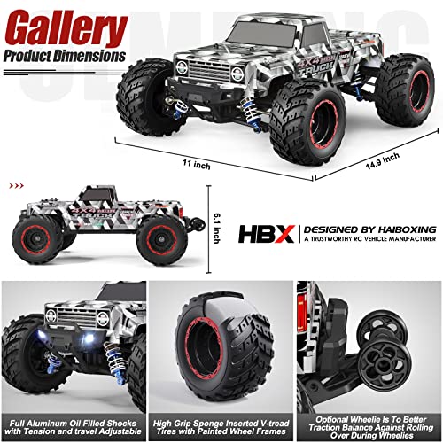 HAIBOXING 1/12 Scale Brushless RC Cars 903A, 4X4 Off-Road RC Monster Truck with Fast Remote Control of 55KM/H Top Speed