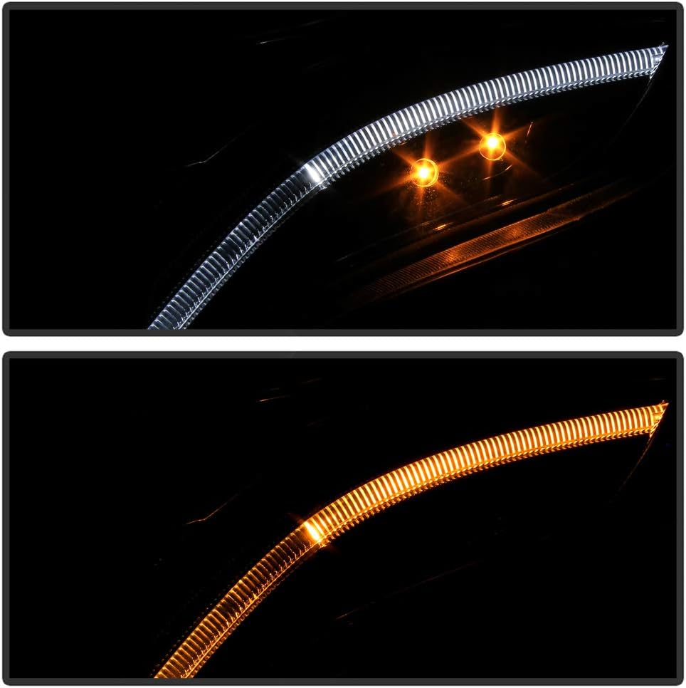 ACANII - For [Halogen Model] 2010-2016 Cadillac SRX Black Housing Projector Headlights w/LED Tube Switch Back Signal Set