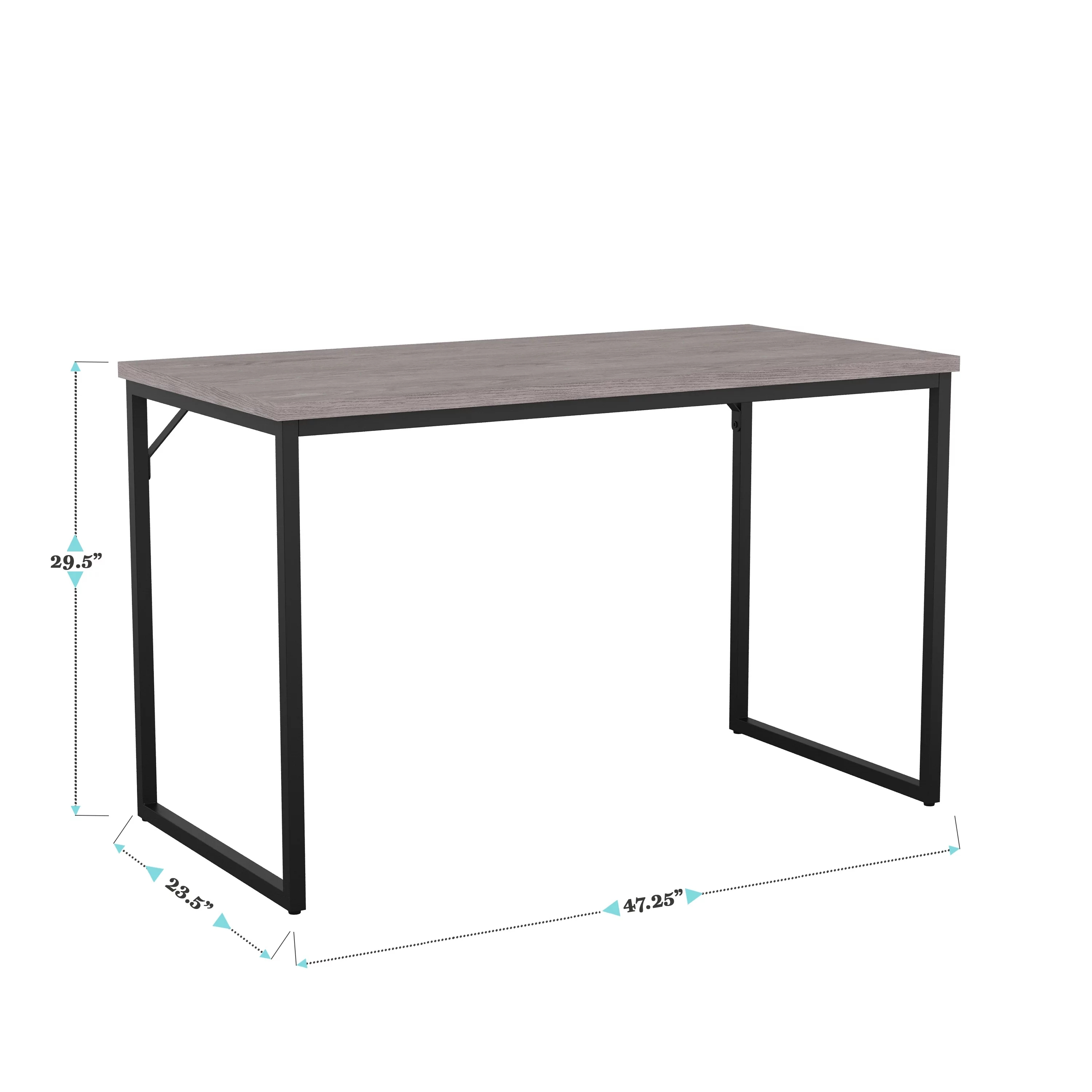 Martha Stewart Noah Home Office Parsons Desk in Gray Wood Grain with Oil Rubbed Bronze Metal Frame
