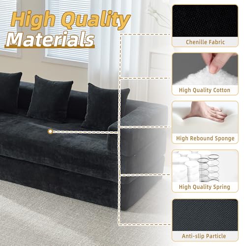 Convertible Sleeper Sofa Bed with Cylindrical Pillow, Corduroy Folding Mattress Couch with Fixed-Shape Frame