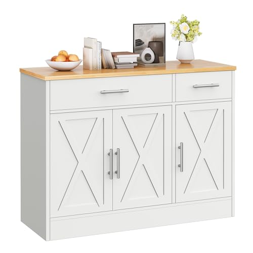 Vongrasig 43&rdquo; Sideboard Buffet Cabinet with Storage, Farmhouse Coffee Bar with Drawers and Shelves, Wood Buffet Table for Kitchen, Dining Room