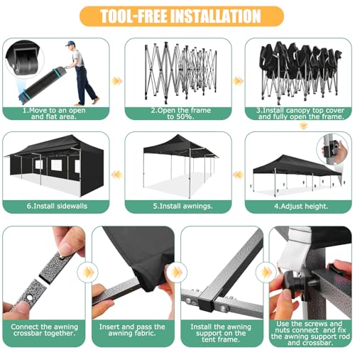COBIZI 10x10 Pop Up Canopy Tent with Awning