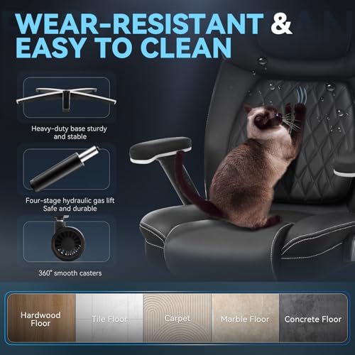 750lbs Big and Tall Office Chair,Heavy Duty Office Chairs,Executive Computer Desk Chair Work Chairs, Thick Padded Strong Metal Base Quiet Wheels