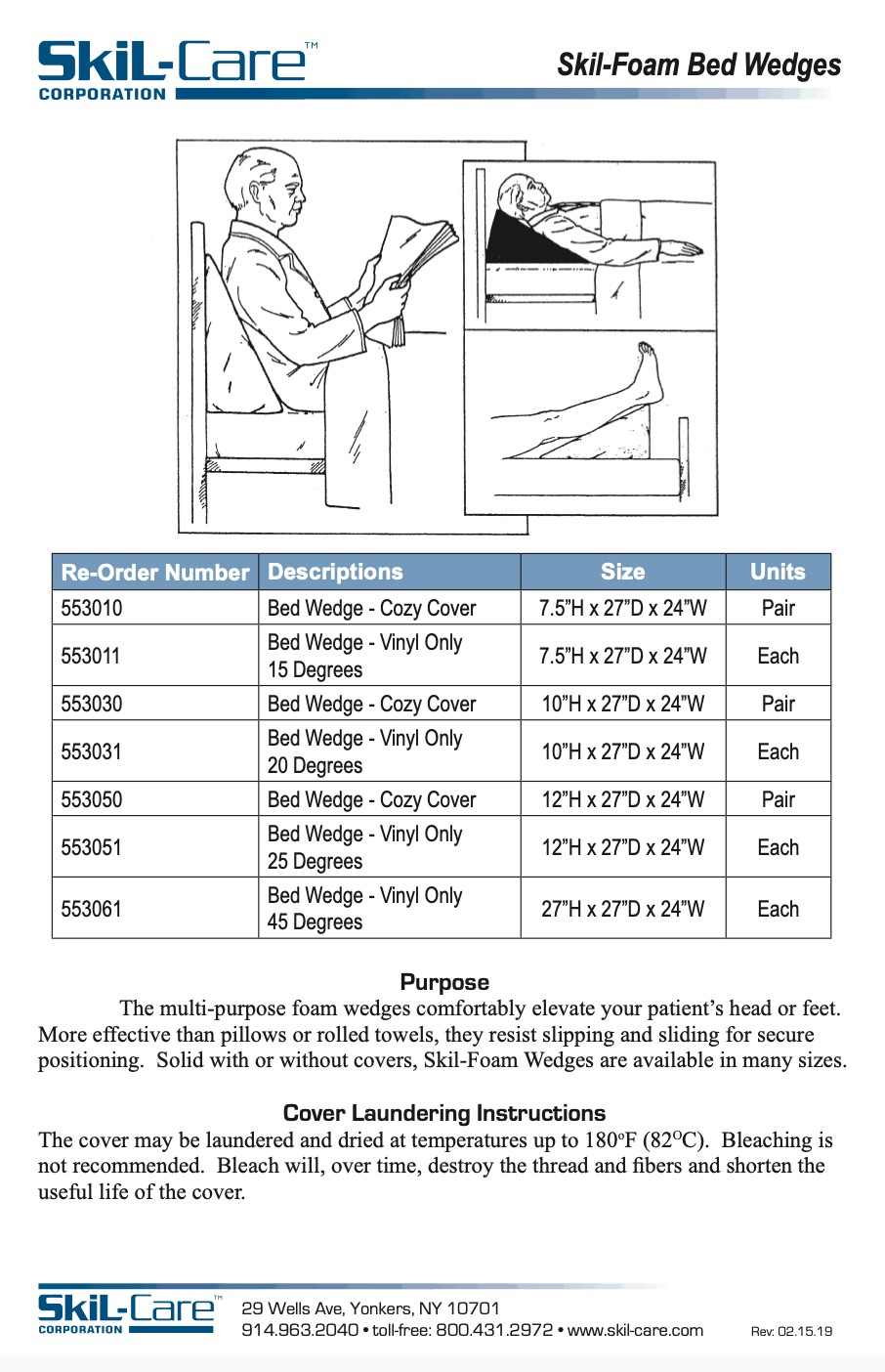 Skil-Care Elevating 45-Degree Bed Wedge w/Vinyl Cover, Each, Size: 24 W x 27 Large x 27 H