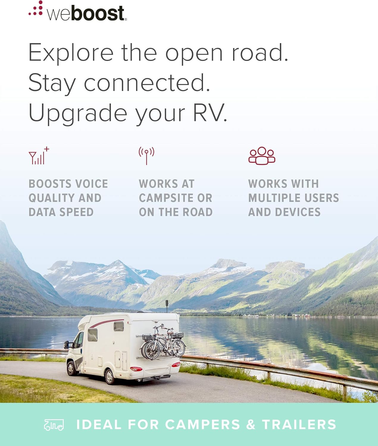 weBoost Drive Reach RV - Cell Phone Signal Booster kit | Boosts 4G LTE & 5G for All U.S. Carriers - Verizon, AT&T