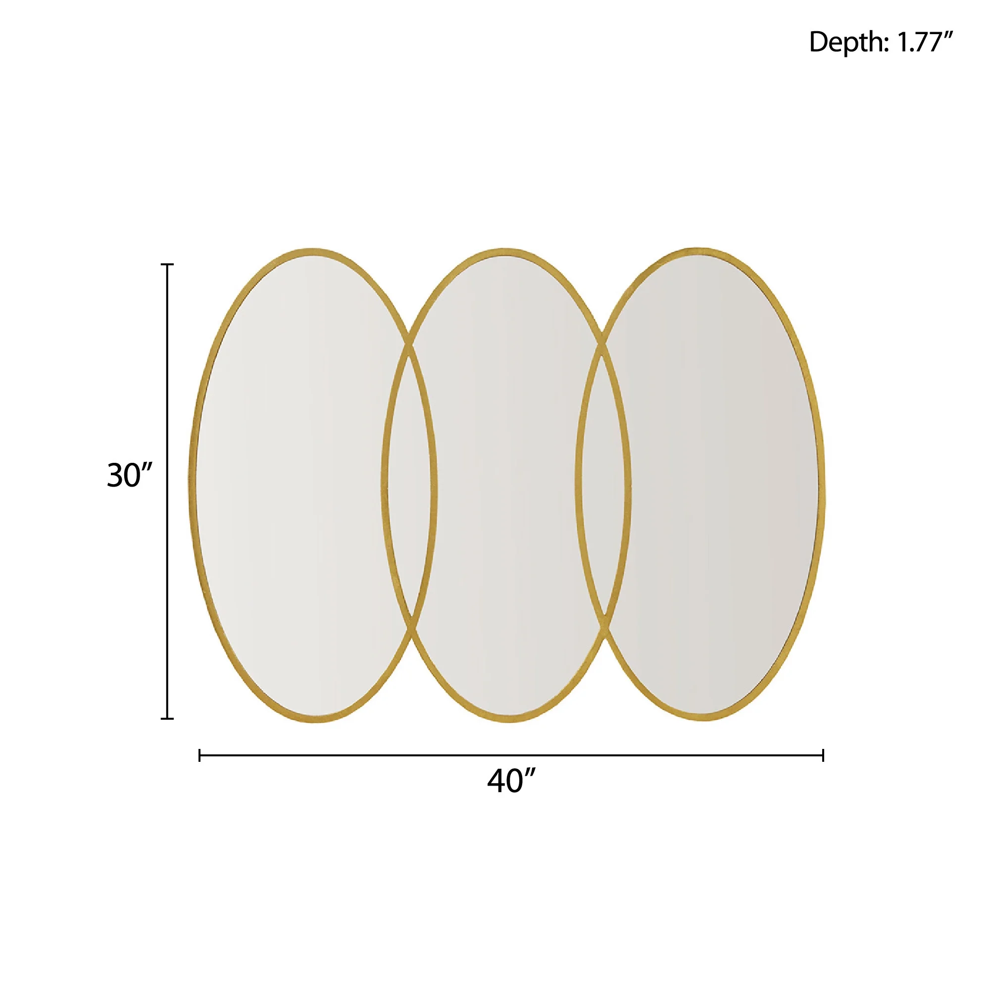 Madison Park Signature Eclipse Modern Contemporary Glam Luxury Gold Trio Wall Mirror, 40"W x 30"H x 1.77"D