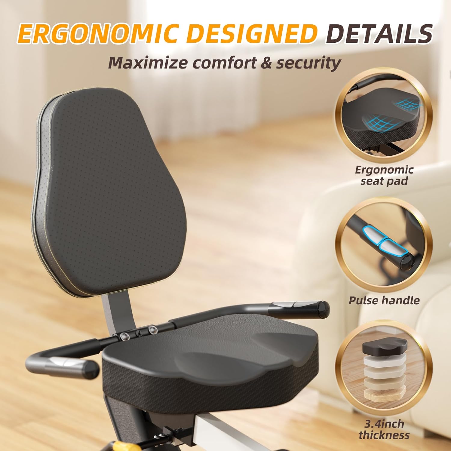 VANSWE Recumbent Exercise Bike, Recumbent Stationary Bikes for Home 400 LBS Weight Capacity