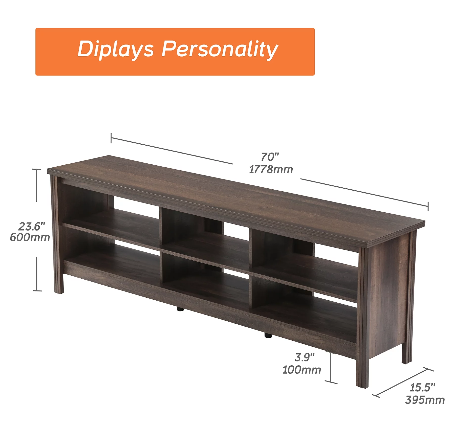 Wampat TV Stands for 75 inch Flat Screen Wood Media Console Table Cabinet Entertainment Center, Espresso