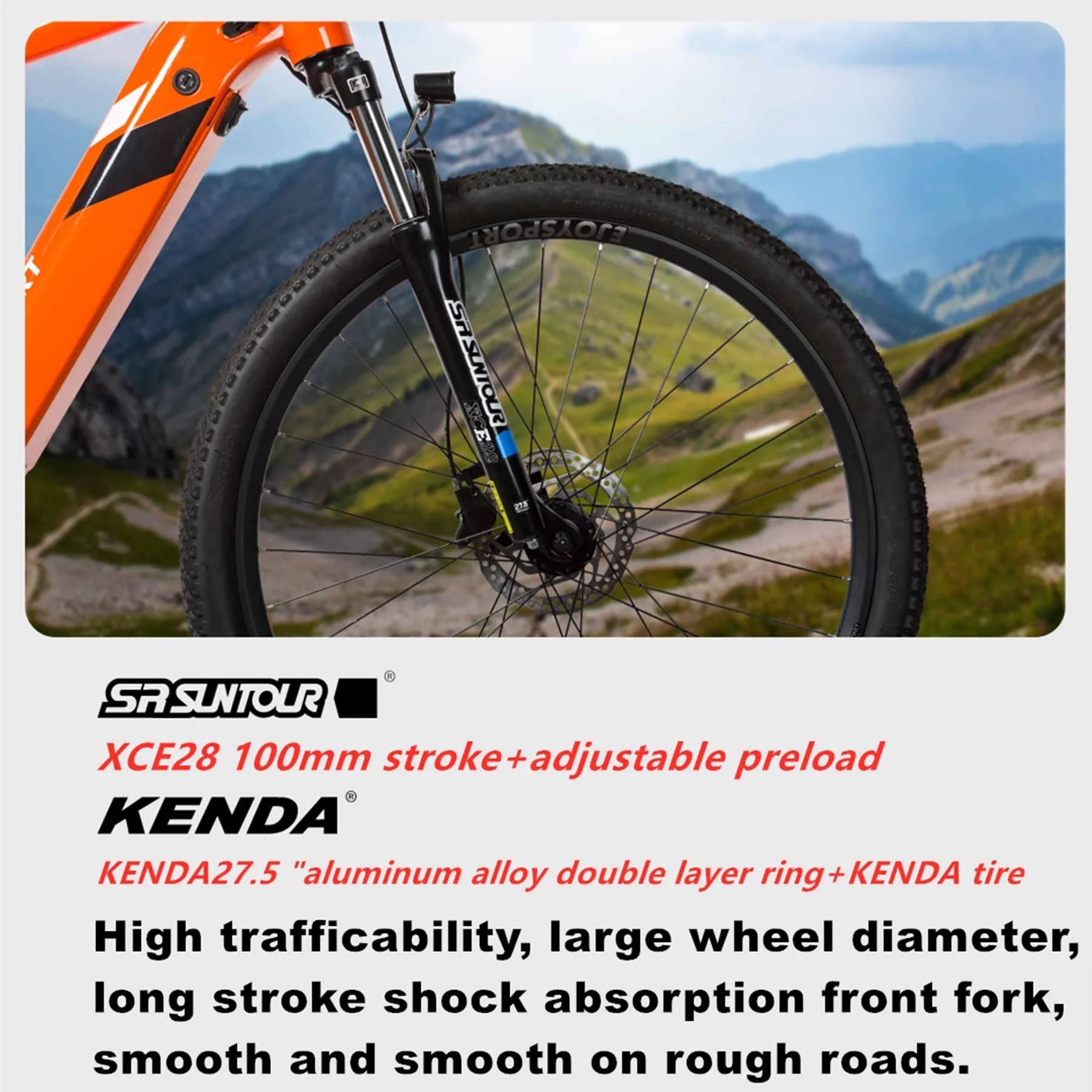 YAPENG 27.5"  Electric Bike for Adults 7 Speed Commuting Electric Mountain Bike with 250W Motor  Orange
