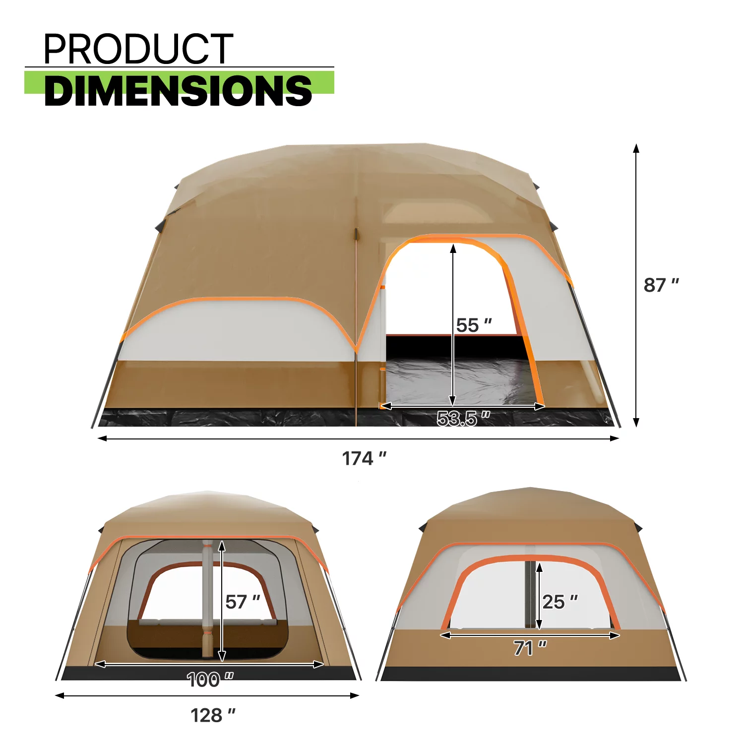 Magshion Extra Large Tent for 5-8 Person, Family Cabin Tent with 2 Rooms and 3 Doors, Waterproof Double Layer Big Tent for Outdoor, Picnic, Camping