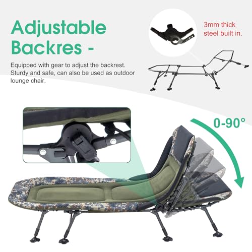 XXL Camping Cots for Adults 330Lbs with Carry Bag, Heavy Duty Folding Bed with Soft Padded Cushion, Portable Military Cot for Hunting