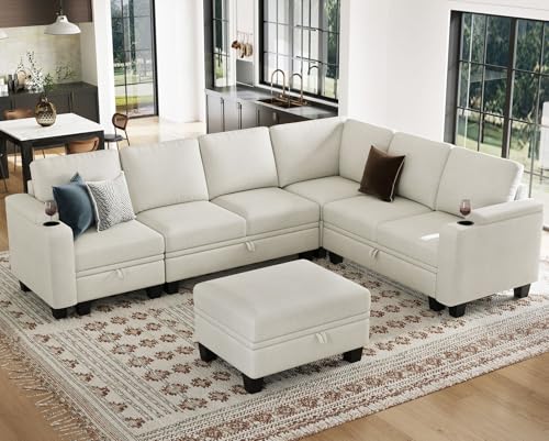 Belffin Modular Sectional Sofa Couch with Storage U Shape Convertible Corner Couches for Living Room Dark Grey Couch