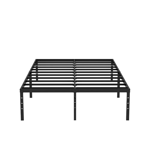 Full Size Bed Frame, 14 Inch Metal Platform Bed with Iron-Art Headboard & Footboard, Classic Bed Frame with Heavy Duty Metal Slats Support