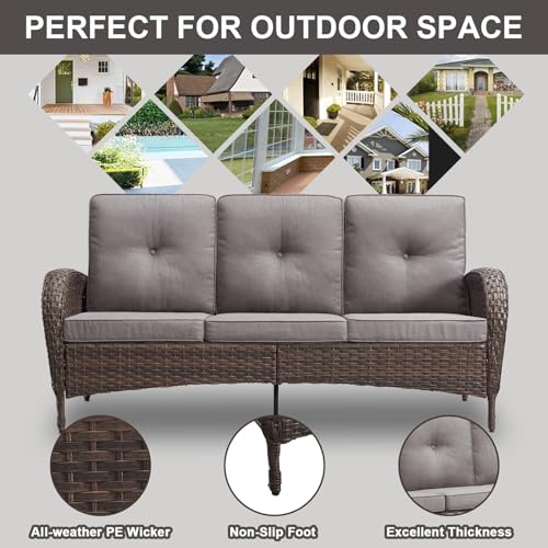 Patio Wicker Chairs Swivel Rocker - Outdoor Swivel Rocking Chairs Set of 2 with Rattan Side Table