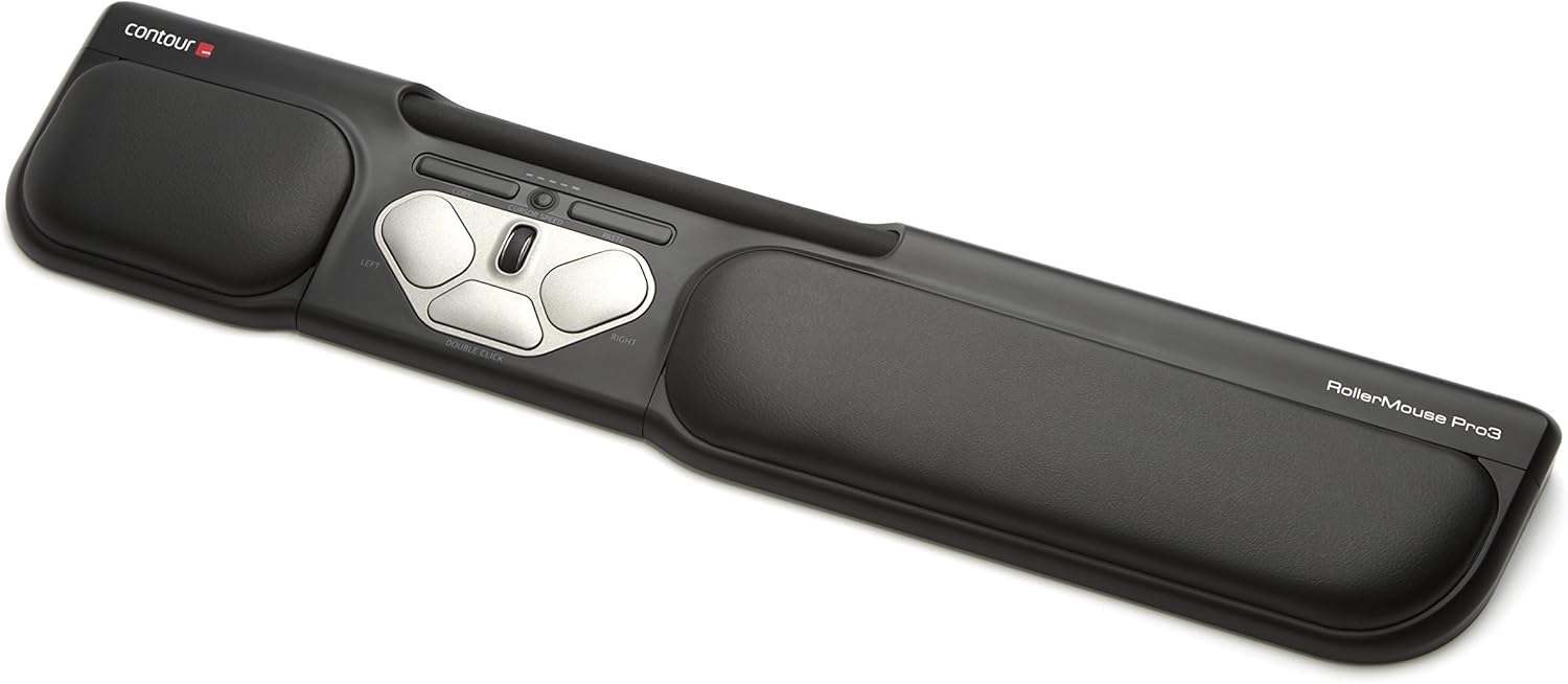 Contour Design RollerMouse Pro3 - Wired Ergonomic Mouse for Laptop and Desktop Computer Use - Reach-free Ambidextrous Computer Mouse