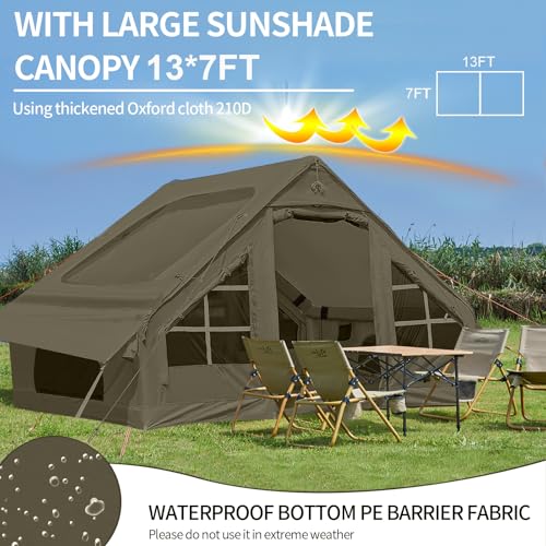 SHANQUAN Inflatable Tent with Pump,4-6 Person Instant Glamping Camping Tents House