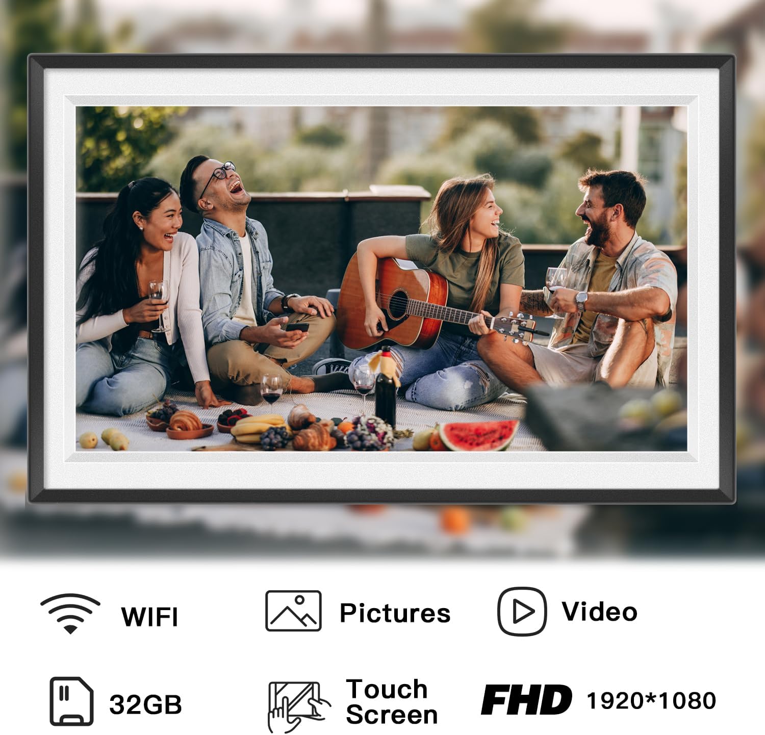 15.6Inch Touch Screen Large Digital Picture Frame,1920 * 1080 FHD WiFi Digital Photo Frame with 32GB Storage, Wall Mountable