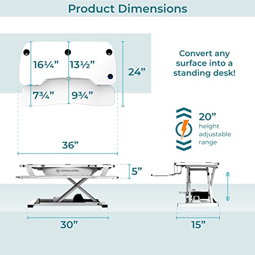 VERSADESK PowerPro™ 36 Inch Electric Standing Desk Converter, Height Adjustable Sit to Stand Up Desk Riser