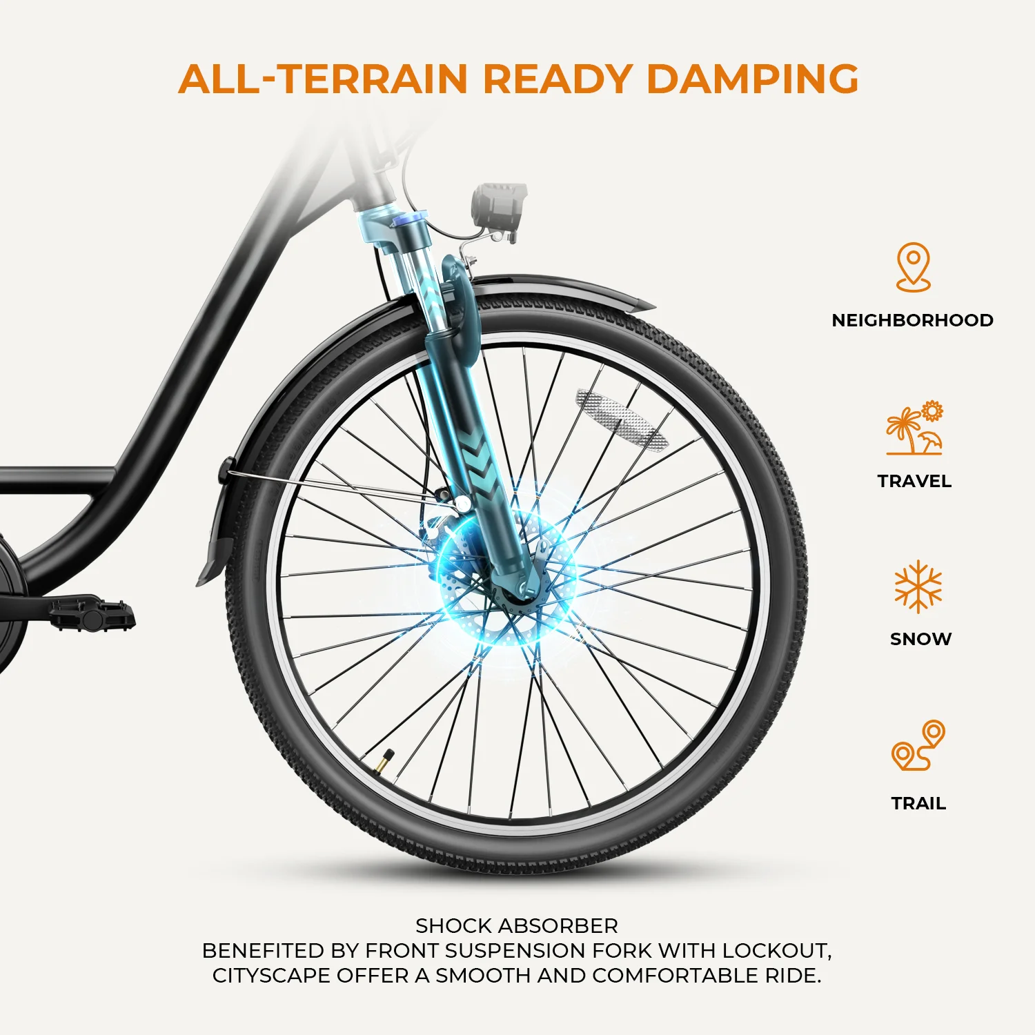 Yoloway Cityscape Electric Bike for Adults, 350W Electric Bike with 36V 10Ah Removable Battery