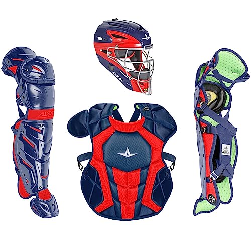 All-Star Catcher’s Gear Kit – Includes Helmet, Chest Protector & Leg Guards – Lightweight, Durable Baseball Protective Set, Meets NOCSAE