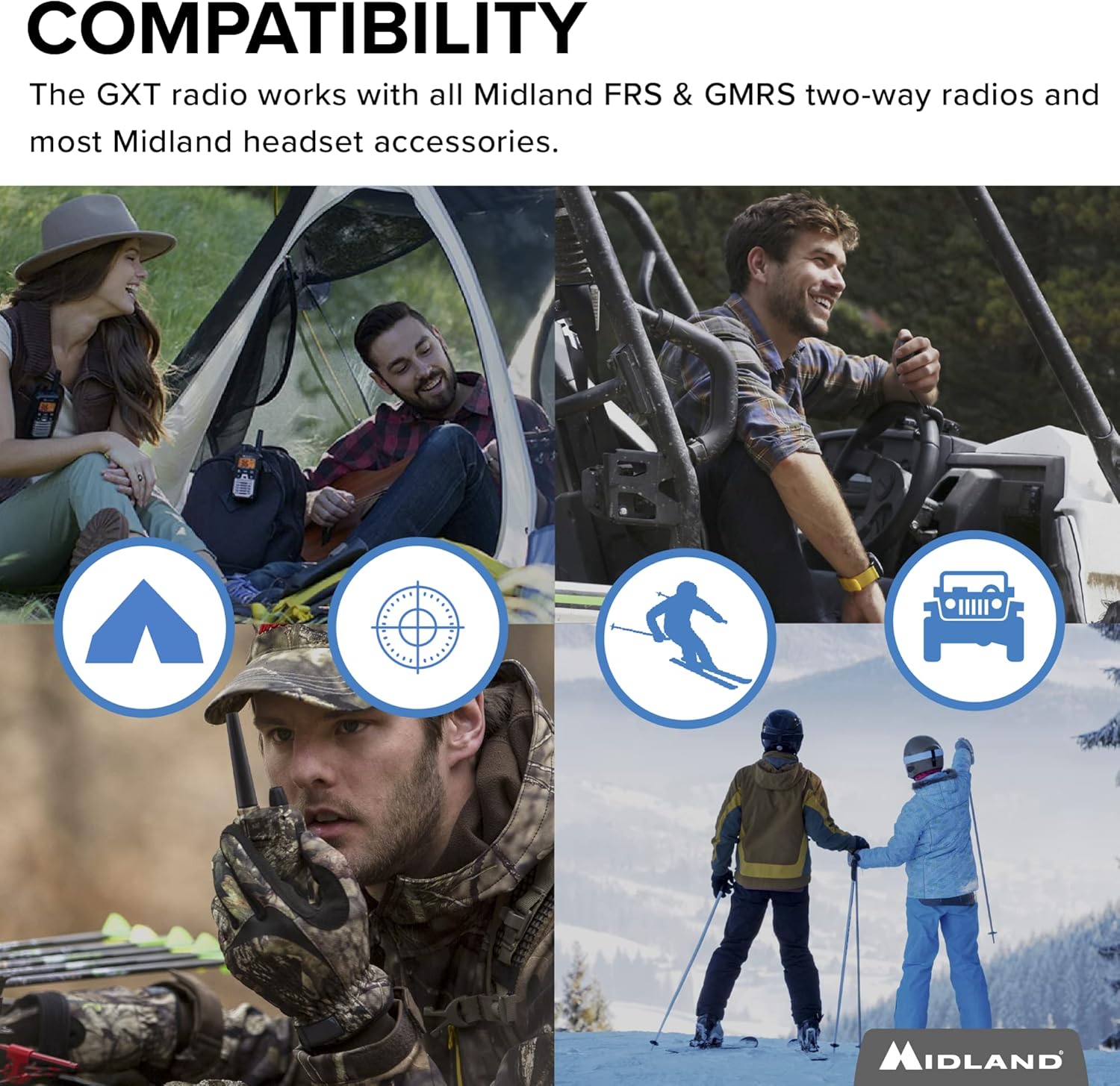 Midland 50 Channel Waterproof GMRS Two-Way Radio - Long Range Walkie Talkie with 142 Privacy Codes, SOS Siren