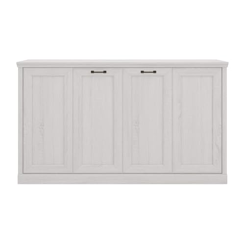 SOFTSEA Twin Size Murphy Bed with 2 Side Cabinet Storage Shelf, Horizontal Murphy Bed with Bookcase