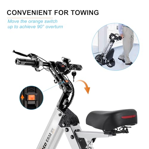 TopMate ES32 Electric Scooter 3 Wheels Foldable Trike with Seat for Adults, Light Weight with Reverse Function and Key Switch