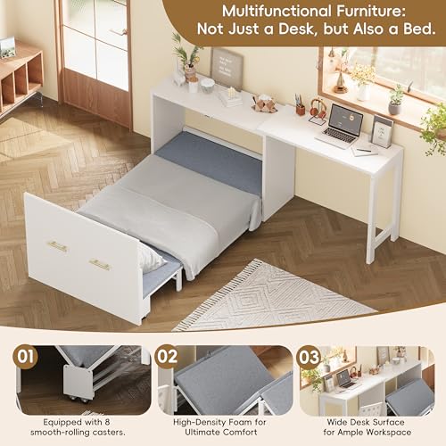 Ball & Cast Queen Size Murphy Bed Hideaway Wall Chest with Top Shelves & USB,Storage Cabinet Bed Frame w/Slat Support