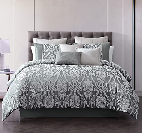 Riverbrook Home 100% Polyester Comforter Set, Queen, Hillcrest - Ivory/Gold, 9 Piece Set