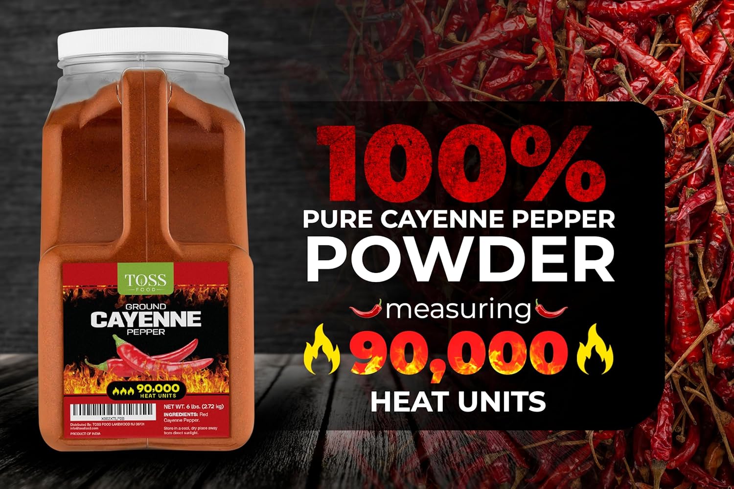 Extreme Hot Cayenne Pepper Powder Bulk 90,000 Heat Units 6 LB, Ground Cayenne Powder Hot Pepper Powder
