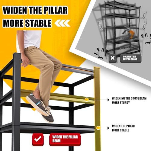 Garage Shelving Heavy Duty Storage Shelves,5-Tier Adjustable Shelving Unit 3000LBS Metal Storage Rack Shelf for Basements