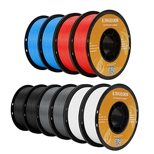 Kingroon PLA 3D Printer Filament, 12Rolls, Dimensional Accuracy +/- 0.03 mm, 12kg Spool(26.4lbs)
