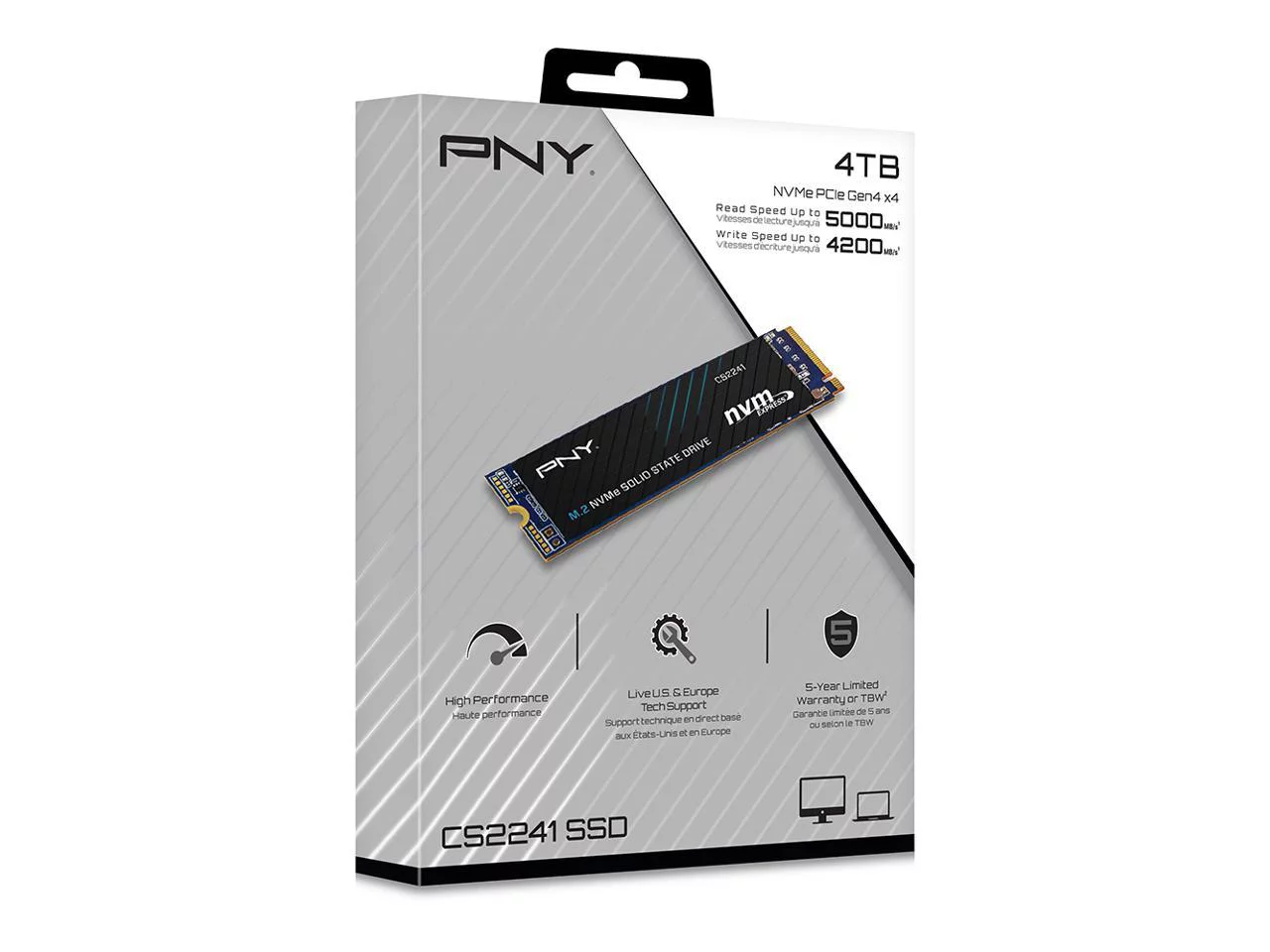 PNY CS2241 M.2 2280 4TB PCI-Express 4.0 x4 3D NAND Internal Solid State Drive (SSD) M280CS2241-4TB-RB
