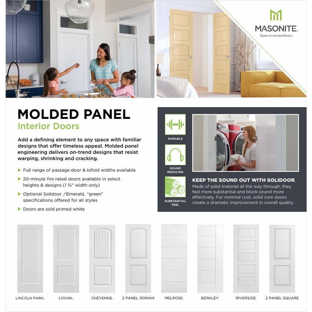 Masonite 28 in. x 80 in. Cheyenne Smooth 2-Panel Camber Top Plank Hollow Core Primed Composite Interior Door Slab