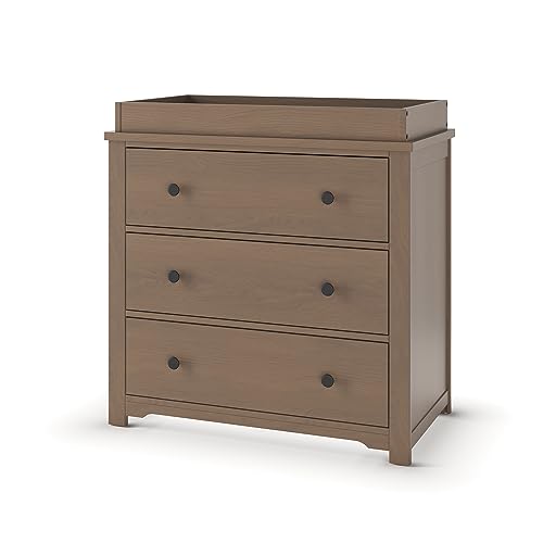 Child Craft Harmony 3 Drawer Dresser with Removable Changing Table Topper for Nursery or Bedroom, Plenty of Storage