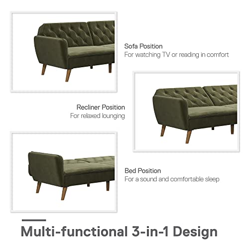 Novogratz Tallulah Memory Foam Futon, Convertible Couch, Camel Faux Leather