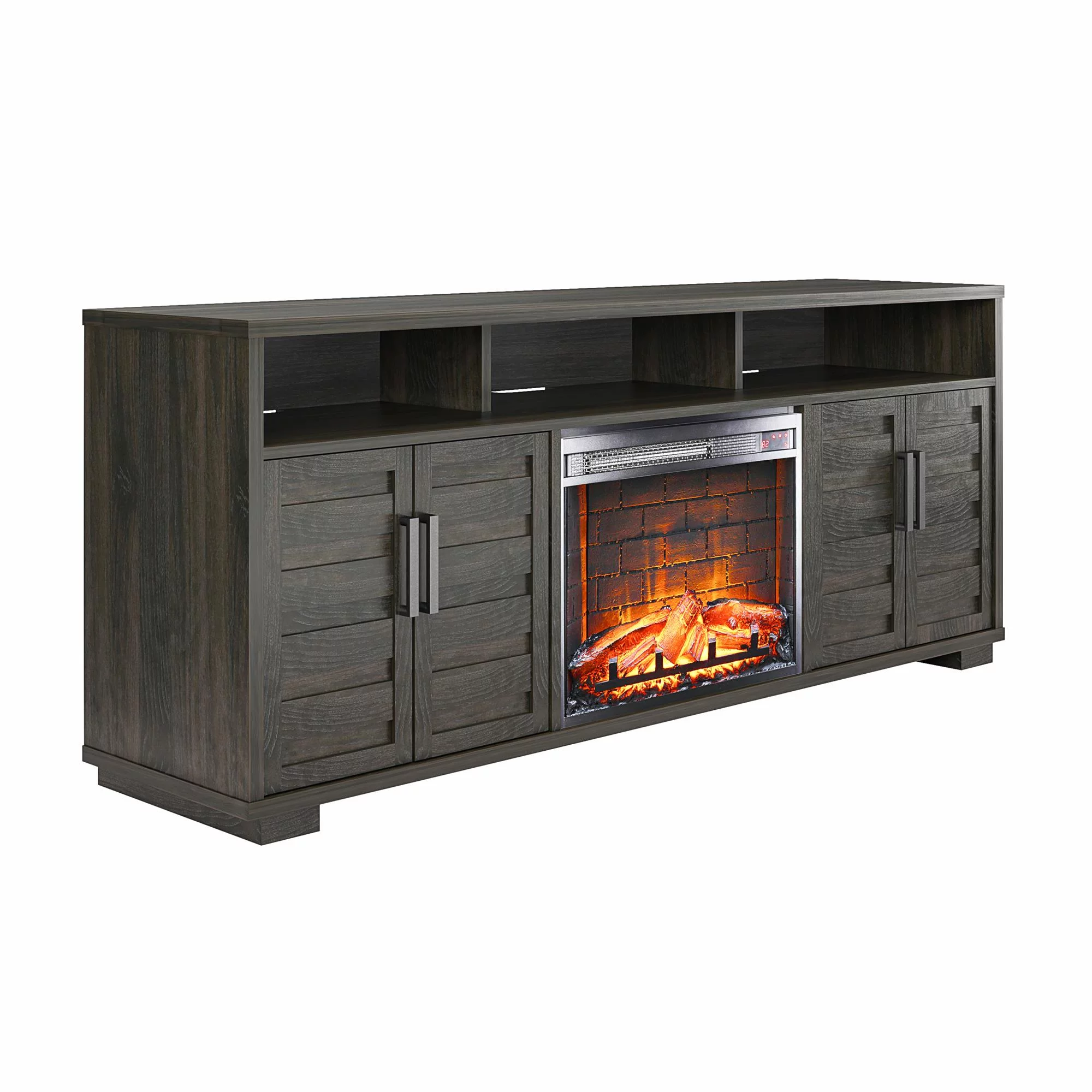 Ameriwood Home Fernwood Electric Fireplace Console TV Stand for TVs up to 75", Espresso