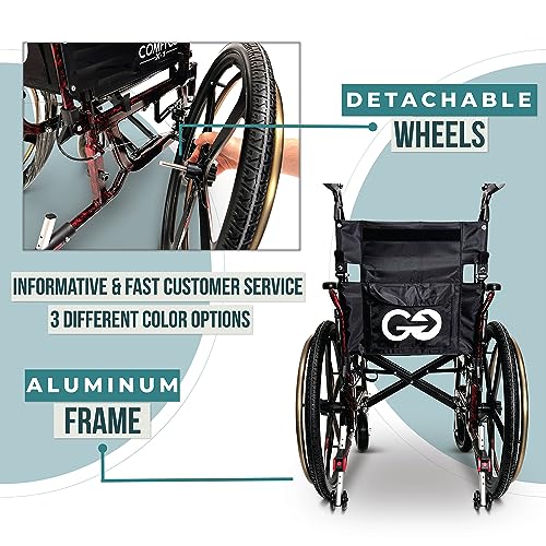 Lightweight Foldable Self Propelled Wheelchair - Self-Propelled Transfer Wheelchairs,17.5" Seat Width, Special Edition, Black